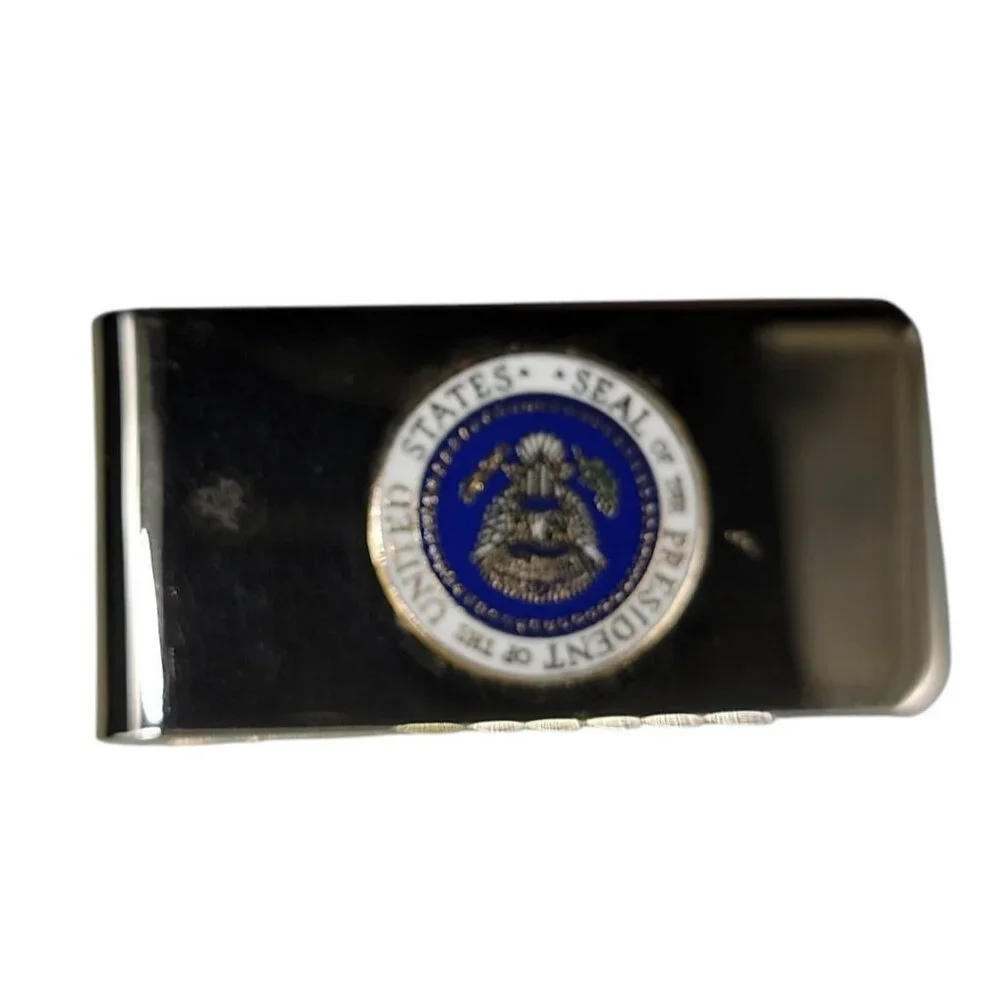 Presidential Seal Money Clip United States Blue White Eagle Shield Gold Tone